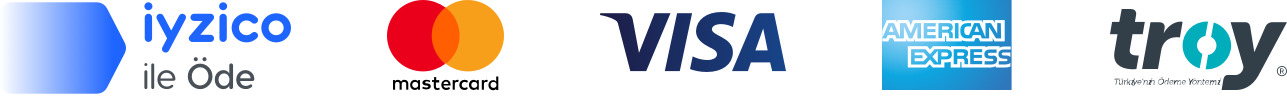 iyzico, Mastercard, Visa, American Express ve Troy ödeme logoları
